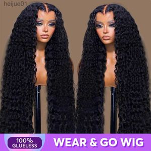 Synthetic Wigs Wear Go Wig Brazilian Water Wave 4x4 HD Glueless 360 PrePlucked HD Transparent 13x4 13x6 Curly Frontal Bob Wig human hair wigsL231024