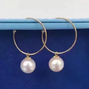 Dangle Earrings Charming Pair Of 10-11mm Round South Sea White Pearl Earring Yellow Gold