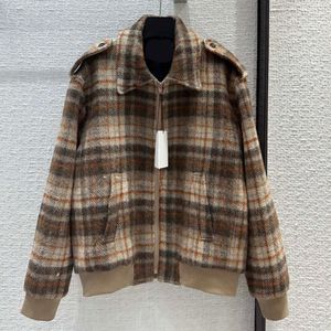 2023 Autumn Multicolor Plaid Jacket Long Sleeve Lapel Neck Classic Jackets Coat Short Outwear Z3O231973