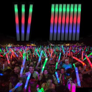 Other Event Party Supplies 10203060Pcs Bk Colorf Led Glow Sticks Rgb Foam Stick Cheer Tube Dark Light Birthday Wedding Drop Delive Dh3Jj