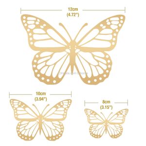 Adesivos de parede Decoração de borboleta 3D com ampola de entrega de gota metálica dourada adesiva