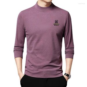 T-shirt da uomo Camicia con fondo in velluto fronte-retro per uomo Autunno Gioventù Tinta unita Stampa Tendenza Maglione sottile e caldo a maniche lunghe Tedesco