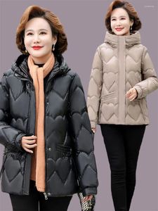 Women's Trench Coats Zipper Down Cotton Jacket Short Bright Coat Middle Aged And Elderly Thickened Autumn Winter Mujer Abrigo Parkas T794