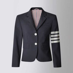 TB Thom Kadın Ceketleri 2024 Kore Moda Markası Blazers Jesery White 4-Bar Jersey Ceket Günlük İş Takım Set Ceketleri