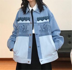 Damenjacken Damen Streetwear American Style Denim Mäntel Patchwork Vintage Design Loose Female Jeans Y2K 90S Jacke