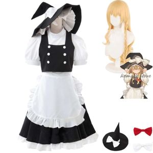 Cosplay touhou projeto marisa anime jogo traje kirisame loja mágica peruca traje de empregada mulher sexy kawaii terno de halloween