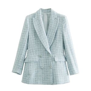 Kadın Suit Blazers Mizaç Tutlu Tweed Ceket Sonbahar Kış Moda Çift Kırık dikiş Uzun kollu üst zarif blazer kadınlar için 231024