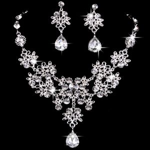 Fashion Crystal Wedding Earrings Jewelry Adjustable Pendant Necklace Bridal Jewelry Sets Accessories