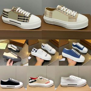 Designerskor Mens Print Check Cotton Sneakers Women Casual Shoes Vintage Lace Up Classic Lattice Black White Outdoor Shoes Top Quality With Box No288