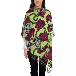 Scarves Floral Skull Roses Scarf For Womens Fall Winter Cashmere Shawls And Wrap Retro Long Shawl Daily Wear