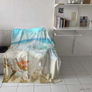 Blankets Beach Sea Shells Home Textile Blanket Cover Decorative Fleece Blankets for Sofa Bed Blanket for Kids Adults Queen