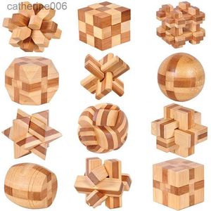 Outros brinquedos de madeira Kong Ming Lock Lu Ban Lock IQ Brain Teaser Brinquedo Educacional para Crianças Crianças Montessori 3D Puzzles Jogo Desbloquear Brinquedos AdultL231024