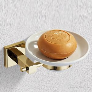 Portasapone Portasapone da toilette casa senza punch in ottone dorato in lega di zinco vetro ceramica scarico piatto singolo Portasapone a parete nordico 231024