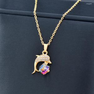 Pendant Necklaces Leeker Cute Stainless Steel Necklace for Women Gold Color Choker Pendants and Party Jewelry Chain on the Neck 899 Lk2