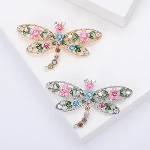 Broches de strass libélula broche para mulheres vintage casaco terno acessórios de roupas esmalte flor inseto pino festa de casamento jóias presente