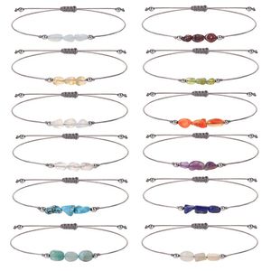 Neues unförmiges Stein-Geburtsstein-Armband für Mädchen, beste Freunde, Granat, Mondlicht, Olivin-Formstein, Glücksbringer, Vsco Freundschaftsarmbänder und Armreifen-Set, Boho-Bijoux