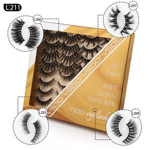 16Pairs/lot 3D Faux Mink False Eyelashes Super Long Thick Messy Mink Lashes Natural Popular For Beauty Makeup Fake Eye Lashes Extension