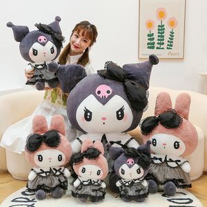 Black Kuromi Mymelody Plush Stuffed Dolls Kawaii Cartoon Sofa Cushion Pillow Dark Gothic Lace Toy Birthday Gift For Girls