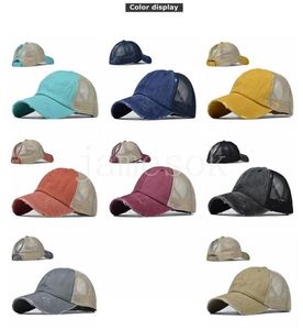 Kobiety oddychające z siatki Cotton Trucker Hat Cross Ponytail Cap Ponytail Hats DF164