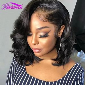 Perucas de renda brasileira onda do corpo curto bob 4x4 fechamento peruca transparente 13x4 frente do laço perucas de cabelo humano para mulheres pré arrancadas cabelo natural 231024