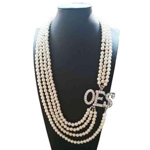 Topvekso African Pearl Order of the Eastern Star Multilayer oświadczenie biżuteria Oes Pearl Naszyjnik H220426313U