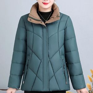 Damen-Trenchmäntel für Frau mittleren Alters, kurze Parkas, 2023, Stehkragen, dick, warm, gepolstert, Mantel, Damen, hochwertiger Reißverschluss, Winterjacke für