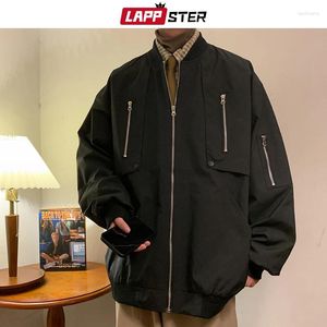 メンズジャケットY2Kストリートウェアボンバーコート冬の男性Blacck Zipper Korean Fashions Varsity Harajuku Motorcycle Jacket