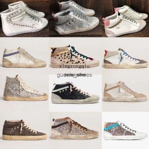 Кроссовки Golden Sneaker Mid star Deluxe Brand High-top Style Женская повседневная обувь Классическая белая мужская обувь с блестками Do-old Dirty Мужская обувь