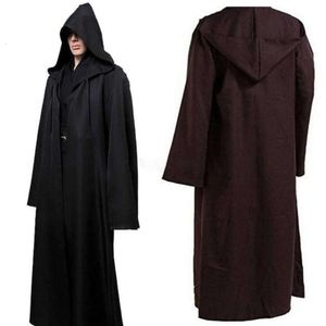 cosplay Uomo Soft Star War Robe Jedi Mantello marrone nero con cappuccio con cappello Costume cosplay festa di Halloweencosplay