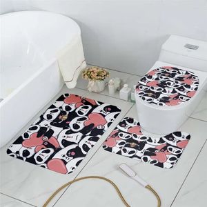 Coprisedili per WC Mini Animal Cartoon Simpatico coprisedile per WC Set doccia Zerbino assorbente Decorazione per il bagno Flanella Tappetino antiscivolo 231025