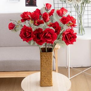 Decorative Flowers 60cm Silk Roses Artificial Flower Romantic For Home Decoration Wedding Valentine's Party Outdoor DIY Simulated