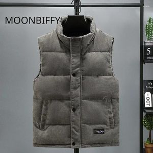 Men's Vests 2023 Thick Warm Tank Top Autumn/Winter Corduroy Sleeveless Jacket Casual Standing Collar Large