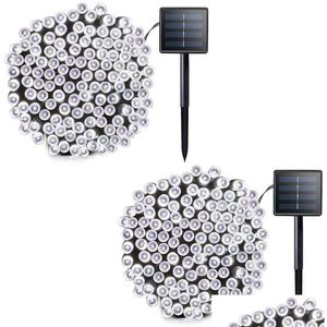 Solar String Lights 100LEDS 200LEDS Outdoor Lighting Waterproof 8 Läges Dekorativ älva för Garden Patio Party Xmas Drop Delivery