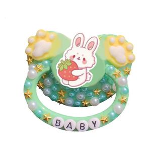 Soothers Teethers 100% handgjorda vuxna baby napp med stor storlek Silikon Vuxen Nippel Rabbit Strawberry med fotavtryck för vuxen babyflickan Boy 231025