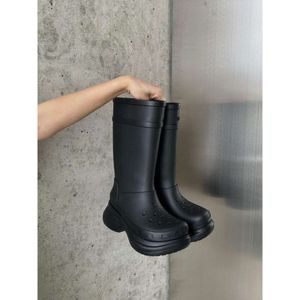 Kadın Botlar Uzun Yağmur Botları Kauçuk Botlar Ayakkabı Kalın Tepeler Su geçirmez Yağmur Ayakkabıları Ayak Bileği Botları Balencaga DL7QL
