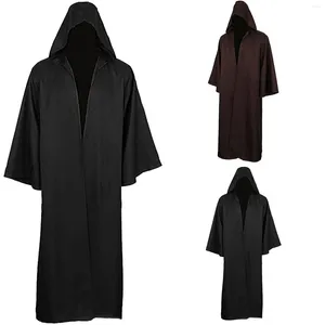 Sıradan Elbiseler Unisex Ladies Cadılar Bayramı Elbise Koyu Stil Düz Renk Çöp Cape Ortaçağ Uzun Kollu Kapşonlu Performans Kostüm Cosplay