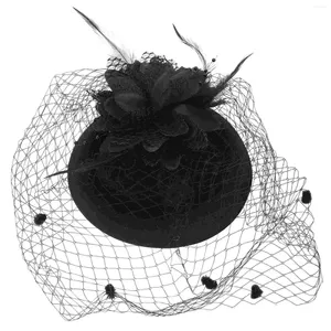 Bandanas Fascinators Hat Hair Clip Pillbox With Veil Tea Party Masquerade Wedding Headwear For Black