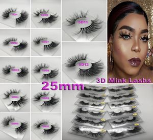 12 estilos 5D Mink Cabelo 25mm Cílios Postiços Grosso Longo Desarrumado Cruz Olho Cílios Extensão Maquiagem Tools9811670