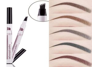 Ny ögonbryn blyerts Vattentät gaffel Tip Eyebrow Tattoo Pen 4 Head Fine Sketch Liquid Enhancer Dye Tint Pen7809223