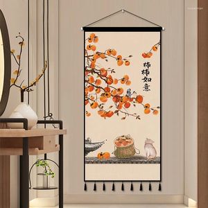 Tapissries kinesisk stil persimmon ruyi hängande målning tyg dekoration tapestry vardagsrum sovrum vägg bakgrund trasa