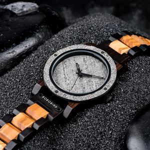 Relógios de pulso Bobo Bird Stone Relógio para Homens Mens Banda de Madeira Japão Quartzo Personalizado Presente de Natal Relogio Masculino 231025