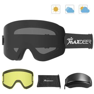 Ski Goggles Ski Goggles Magnetic Double Layer Lens Polarized Skiing Eyewear Anti-fog UV400 Snowboard Goggles Men Women Ski Glasses with Case 231024