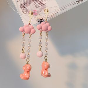 Tassel Pink Earrings for Women in Summer Fresh and Fashionable Dopamine Earrings