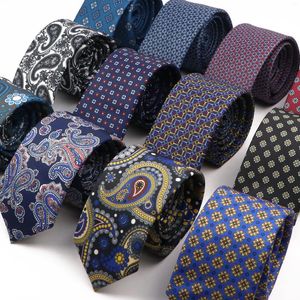 Bow Ties 15Color Mens Soft Slik Polyester Novelty Slim Skinny 6cm Paisley Geometry Pattern Fit Business Office Dinner Dimstillbehör