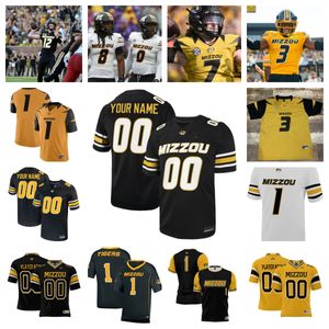 Maillot de football des Tigers du Missouri 16 Daniel Blood 52 Jahkai Lang 0 Jayden Jernigan 10 Mekhi Miller 3 Sidney Williams 8 Nathaniel Peat 95 Jalen Marshall