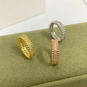 الموضة الكلاسيكية مع حلقات الحجارة الجانبية 925 Sterling Silver Edge Bead Row Ring Rame Miamond Women Women Luxury Jewelry Party Gifts