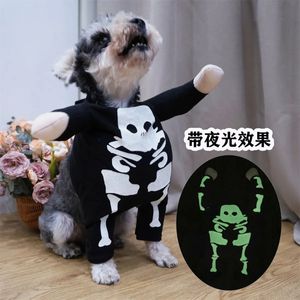 Dog Apparel Winter Warm Dog Clothes Funny Skeleton Pet Costumes Halloween Pet Cosplay Coat Puppy Jacket Clothes Pet Party Dress up Apparel 231023