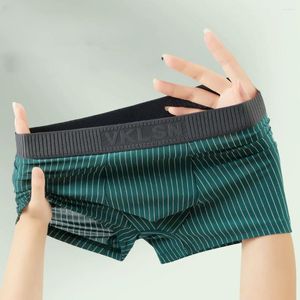 Underbyxor herrvecka underkläder randig hög elastisk mjukbar mode sexig sportboxare andningsstudenter boxershorts