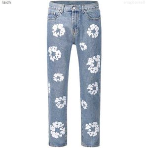 Мужские джинсы High Street Denim Tears Style Kapok, потертые прямые модные винтажные свободные брюки Jacd2foe
