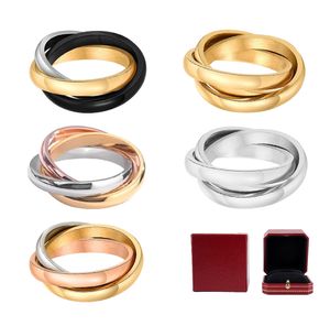 Fashion Designer 3 in 1 Ring rings love gold engagement wedding mens for women set Steel Rings Jewelry